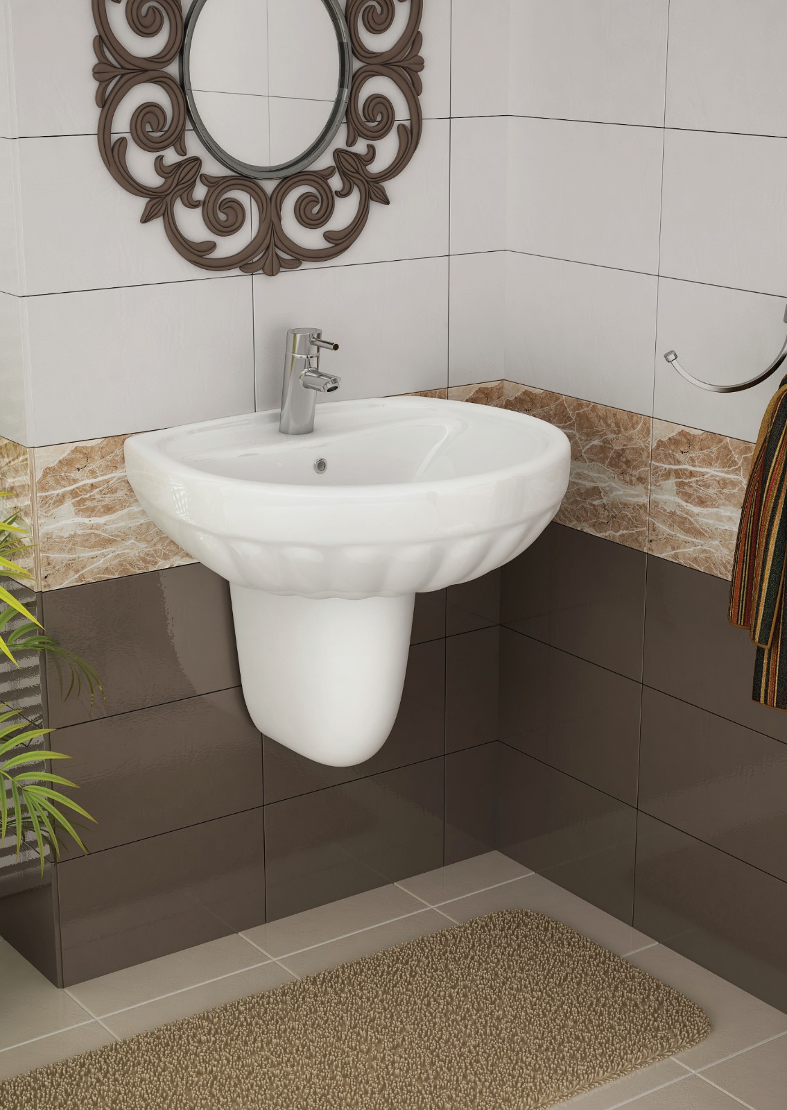 Buse Yarım Ayaklı Lavabo